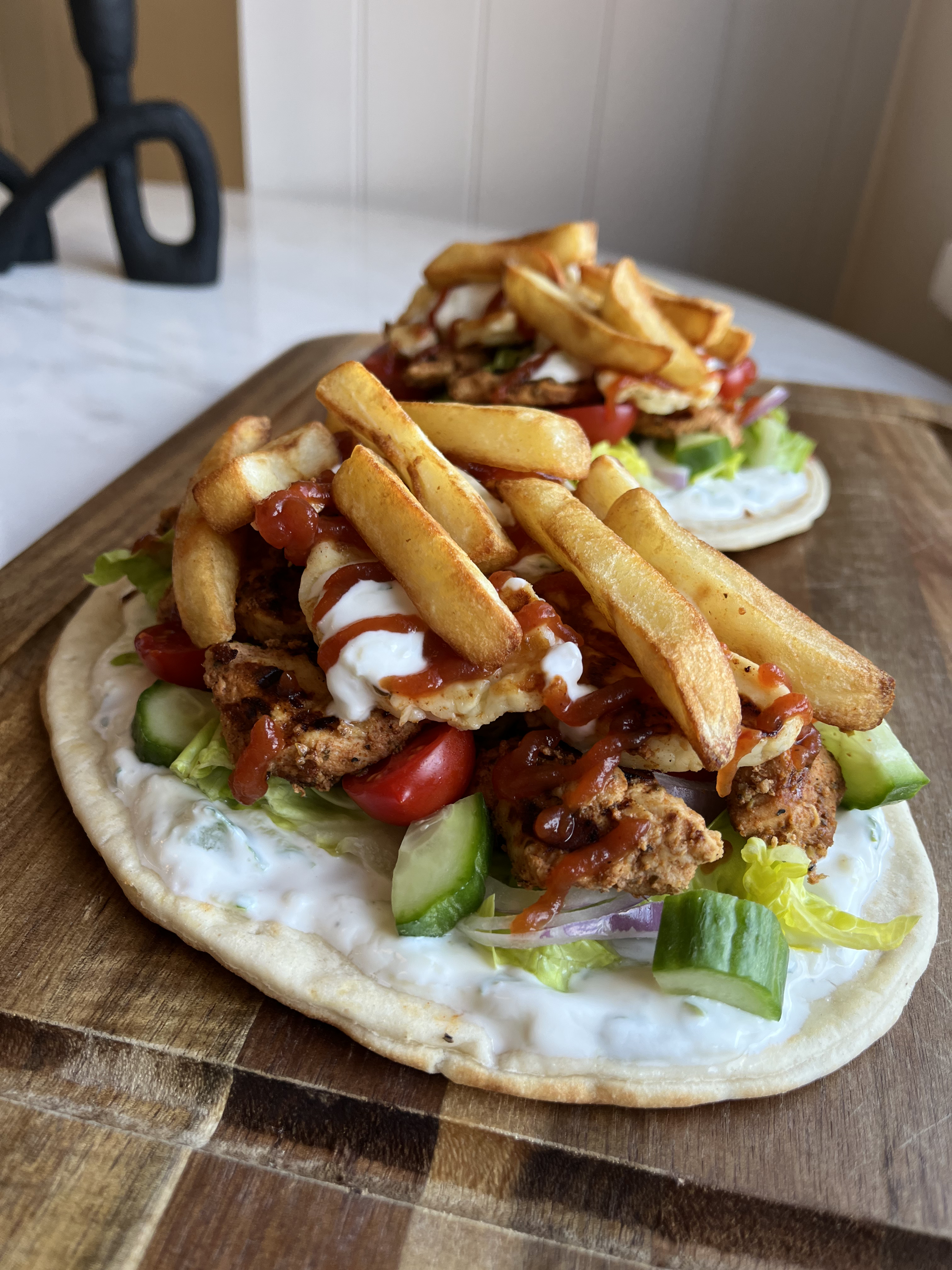Loaded chicken gyros