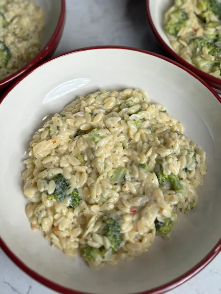 Creamy boursin orzo