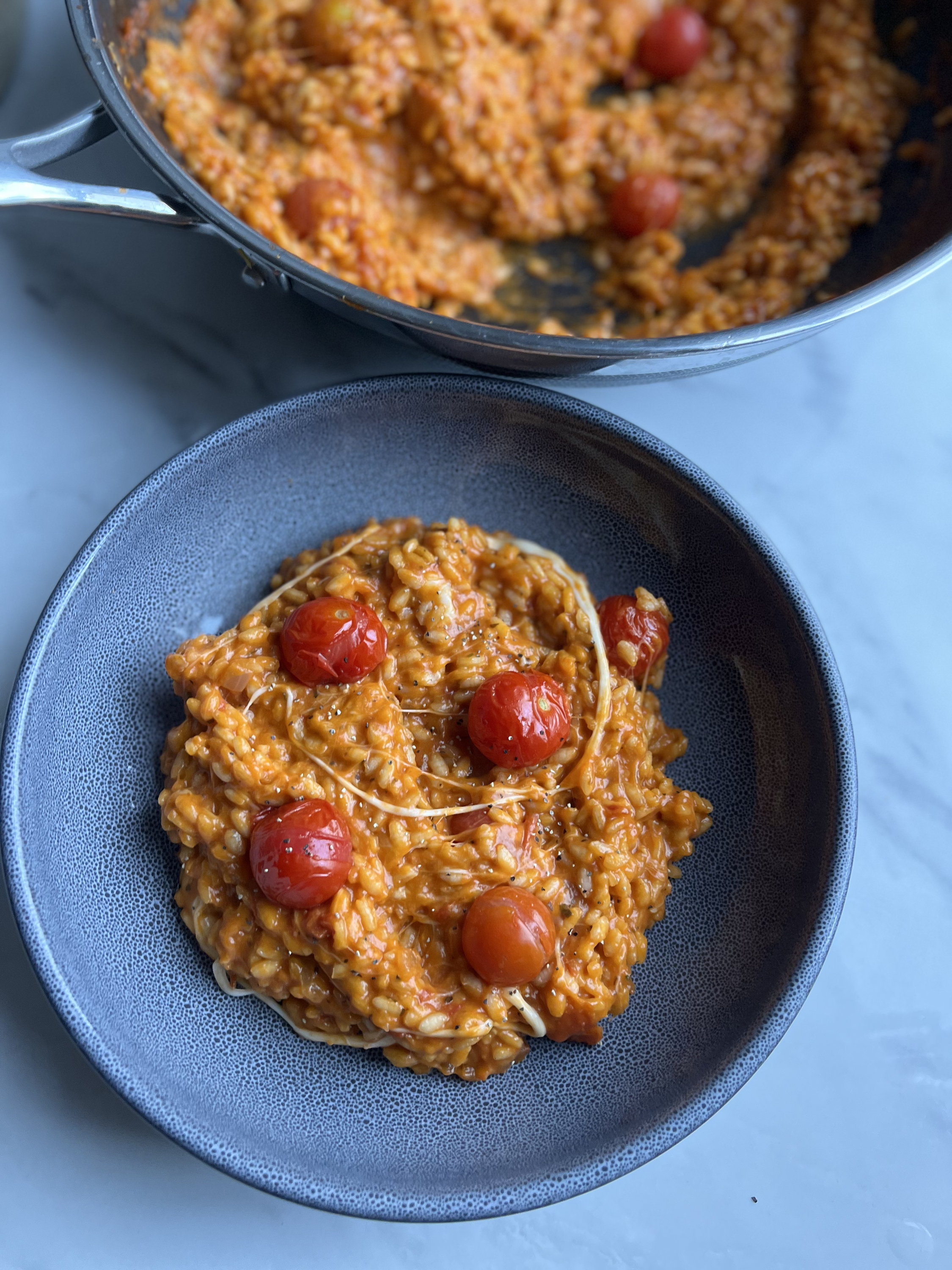Cheesy tomato risotto