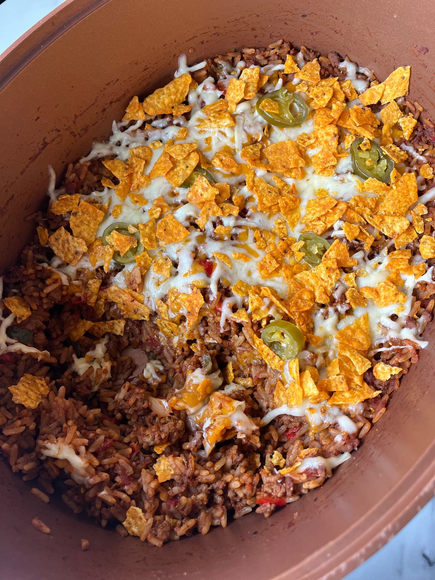 Slow cooker chilli rice bake