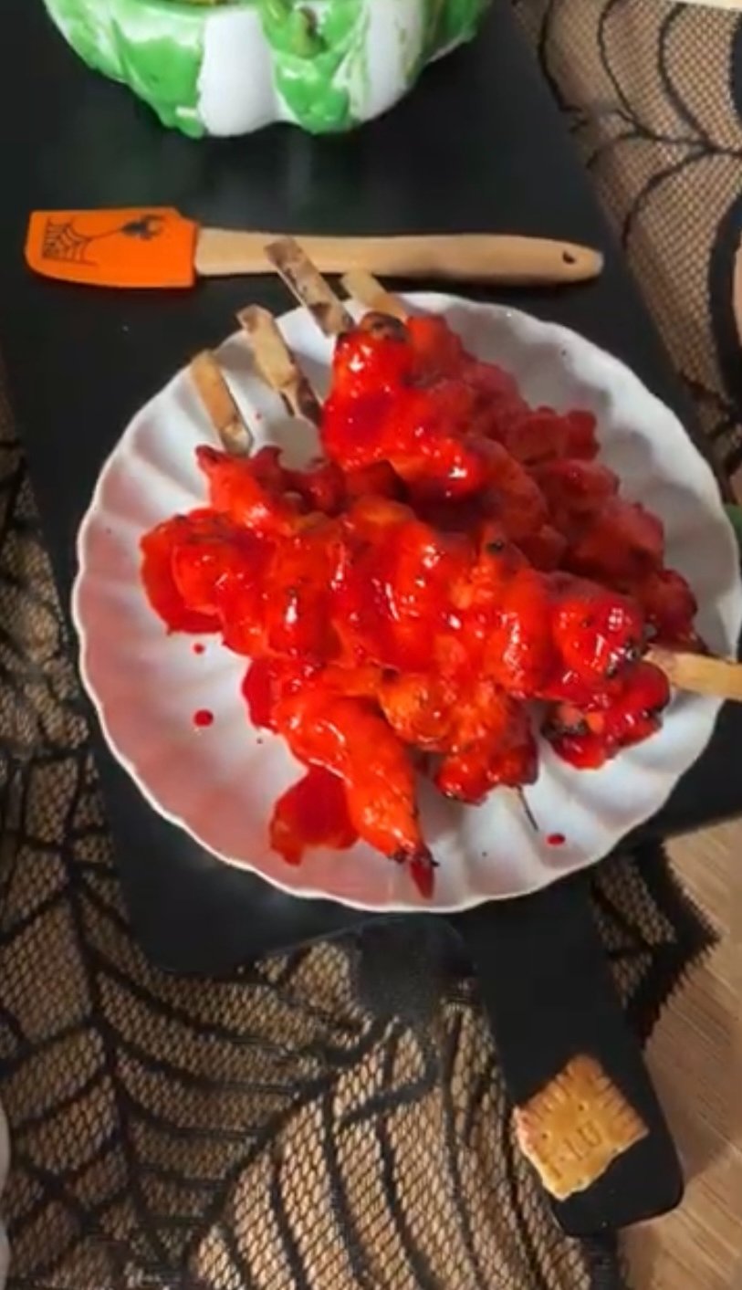 Bloody sticky nando's chicken skewers