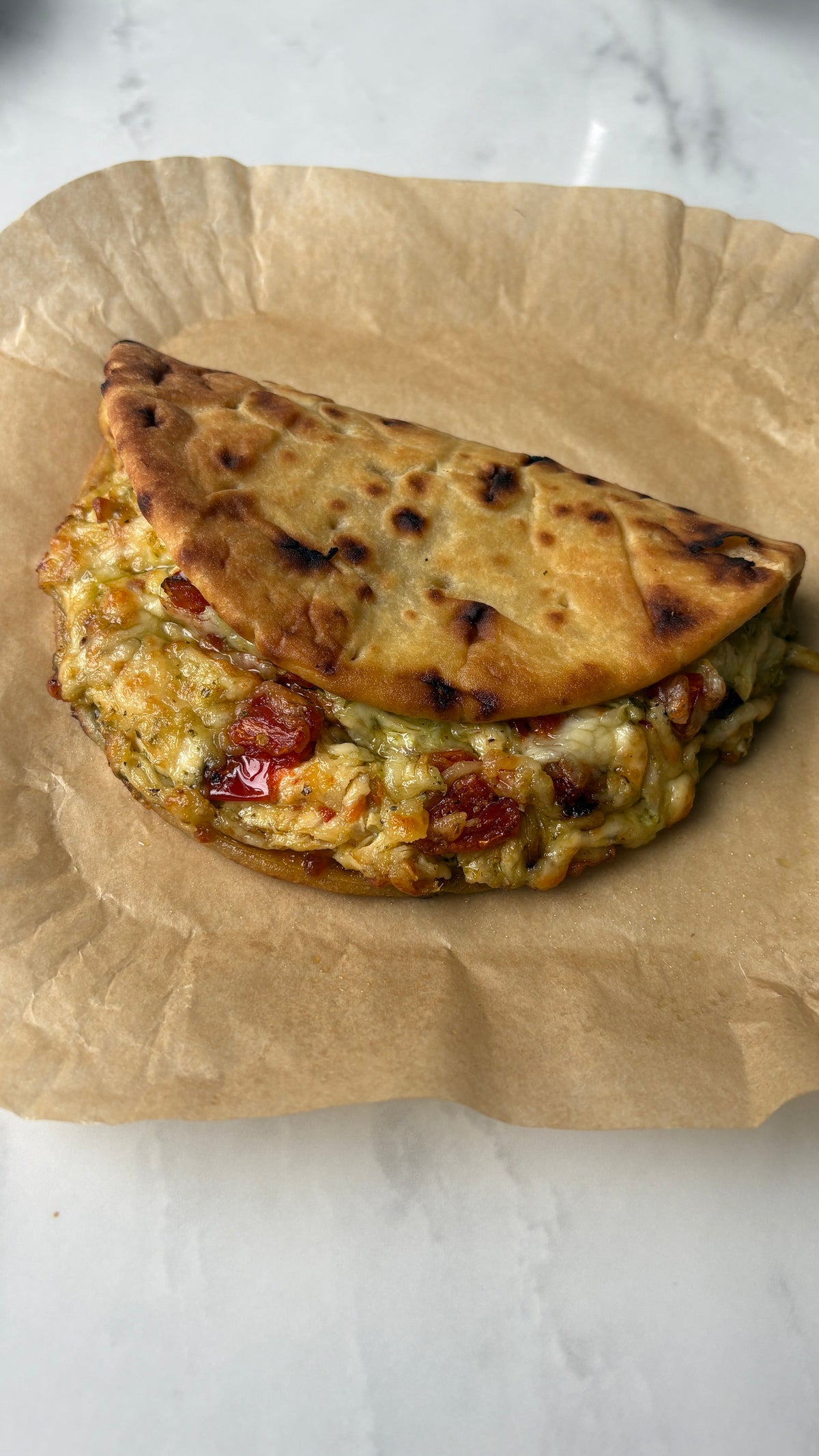 Chicken and pesto flatbread