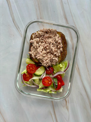 Tuna crunch baked potato