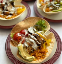 Barbecue chicken tortilla bowls