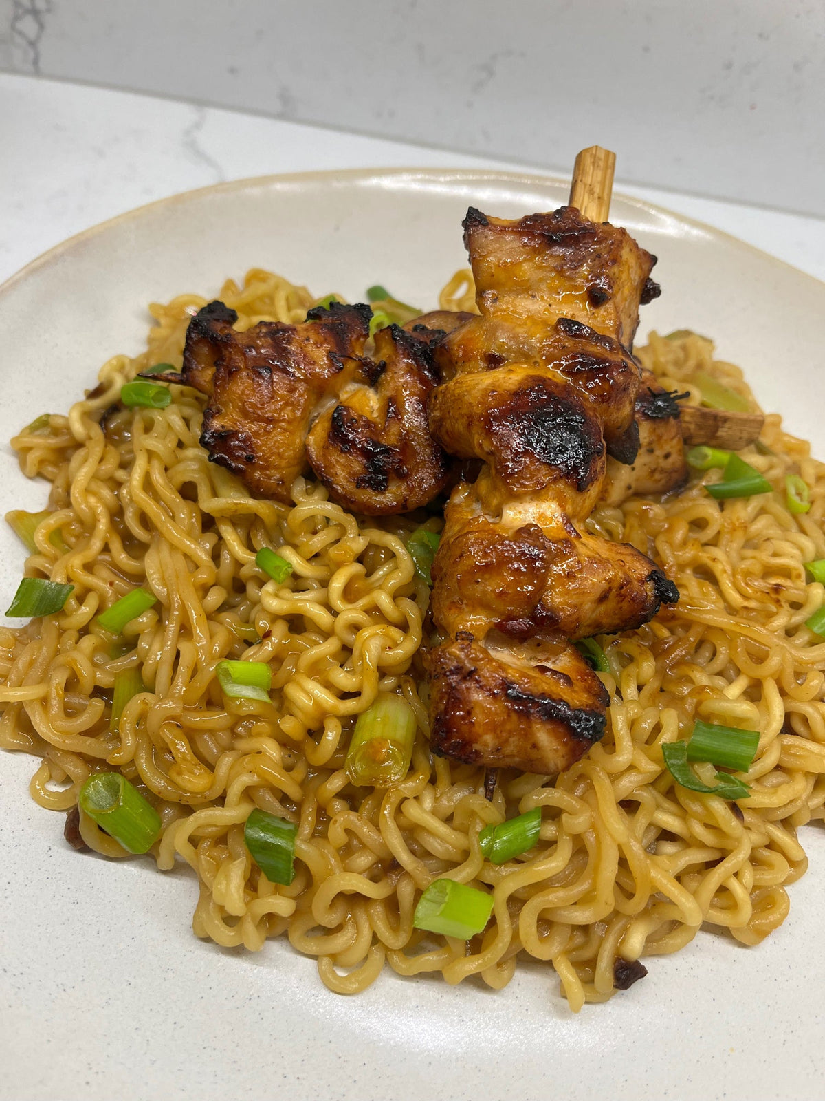 Chicken satay ramen noodles