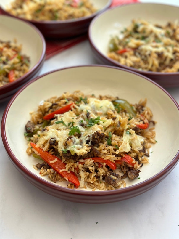 One pot philly cheesesteak rice