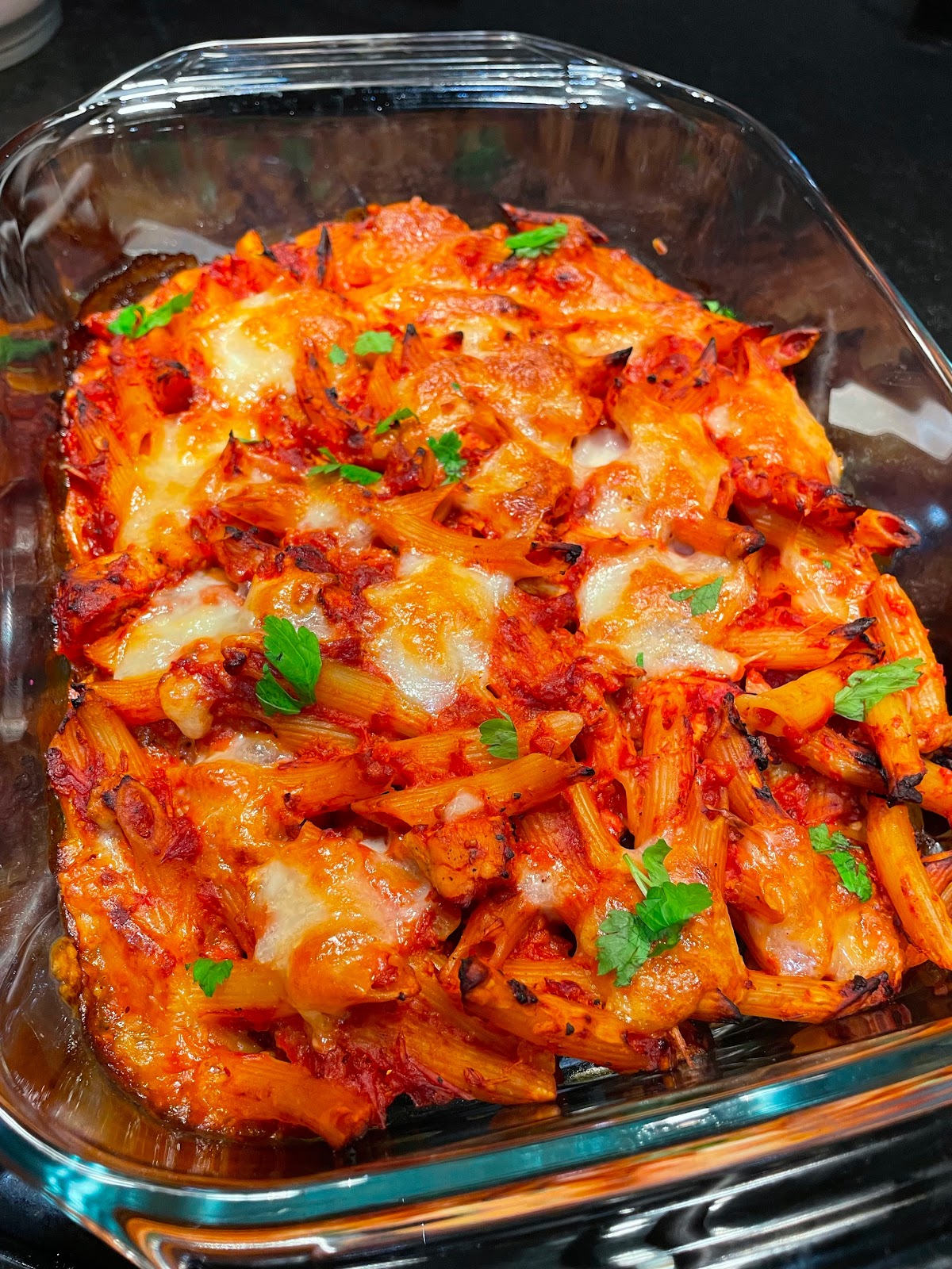 Chicken arrabiata pasta bake