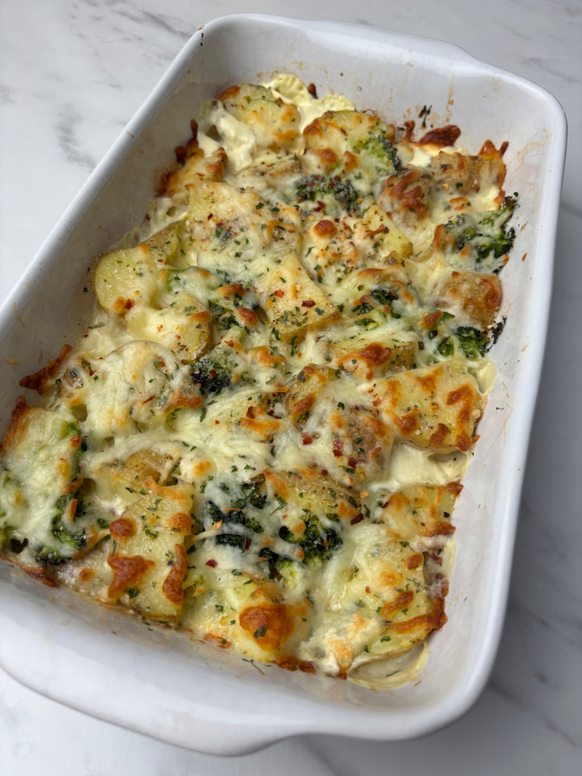 Creamy Cod & Broccoli Potato Bake