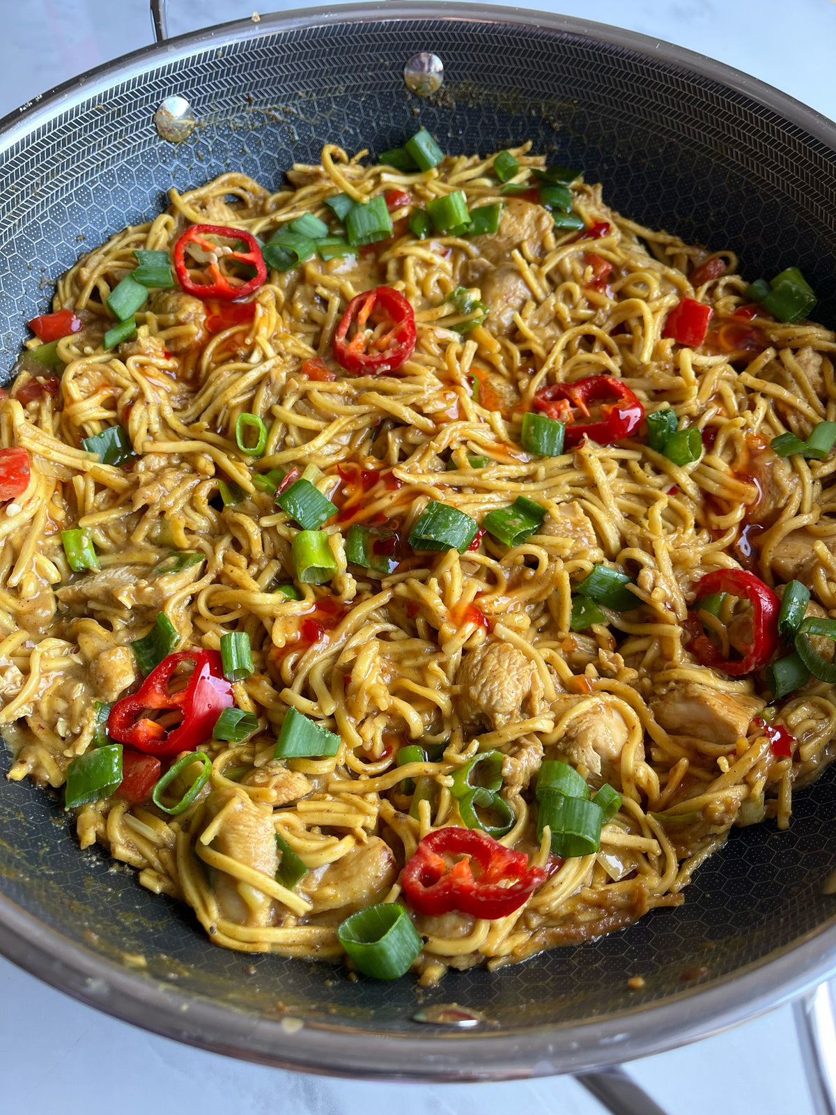 Sweet chilli satay chicken noodles