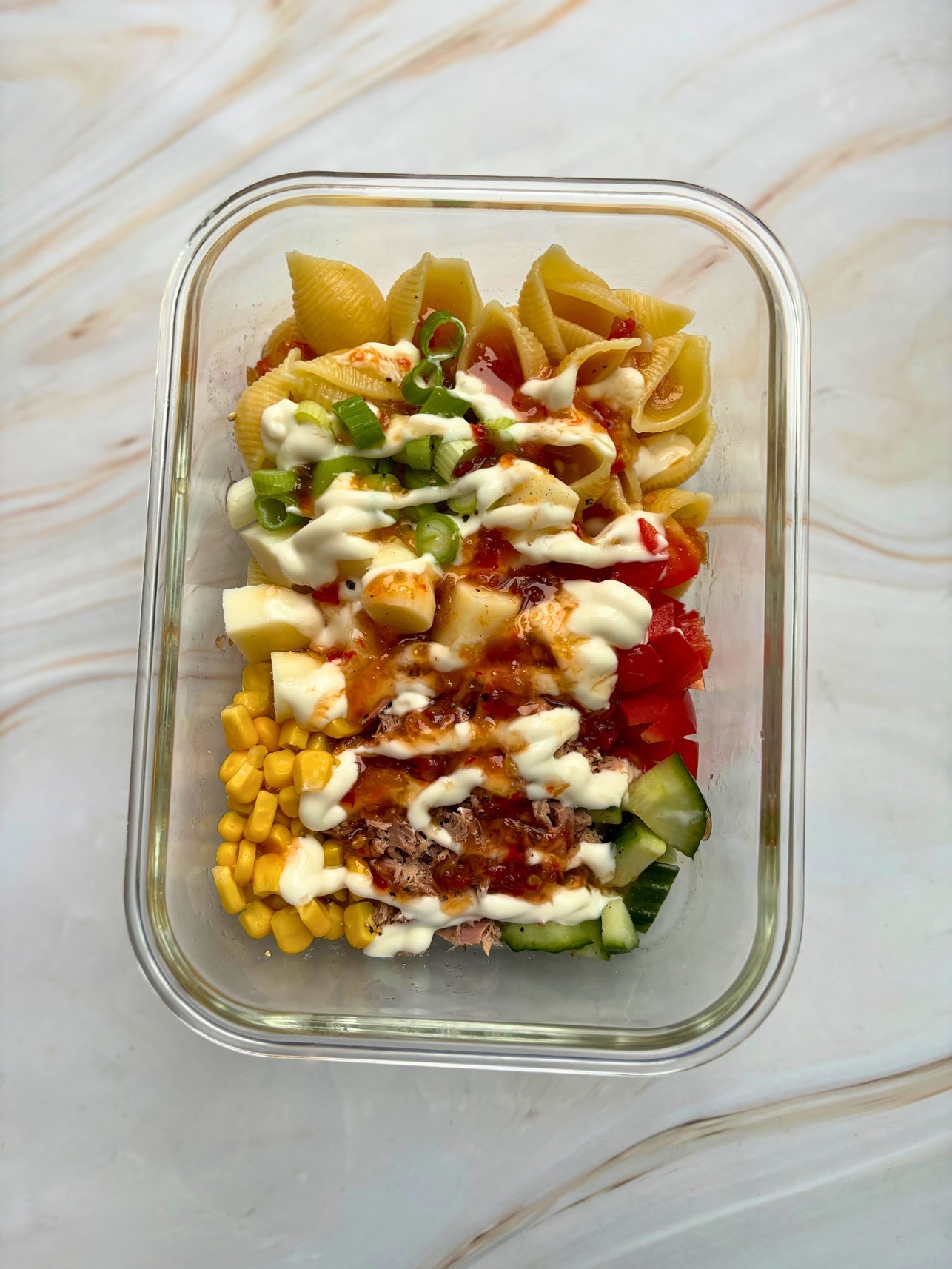 Sweet chilli tuna pasta salad