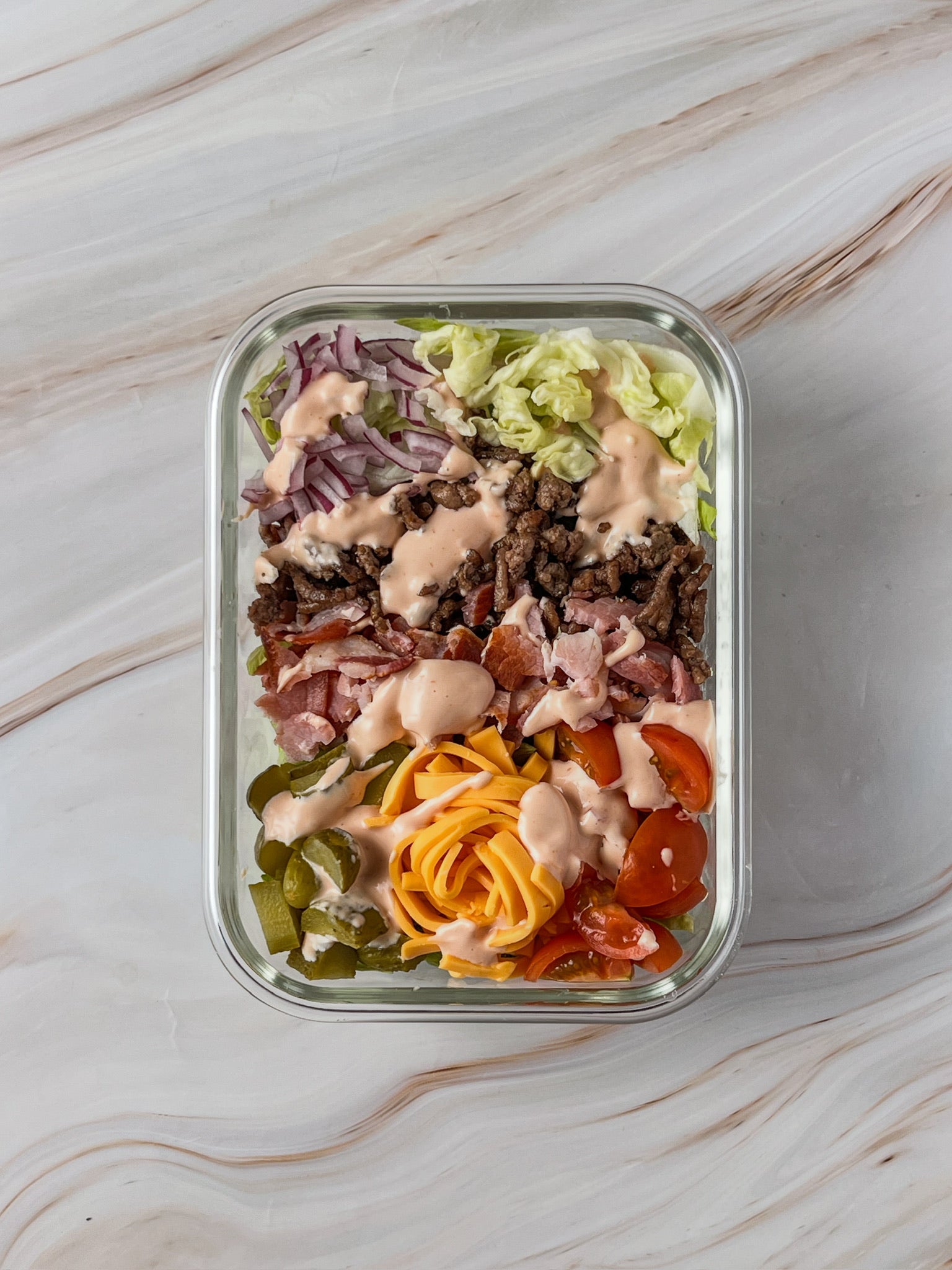 Bacon cheeseburger salad bowl