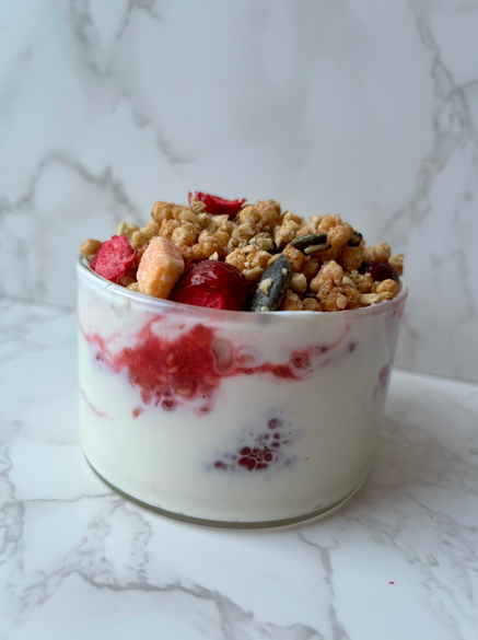 Raspberry ripple protein pots