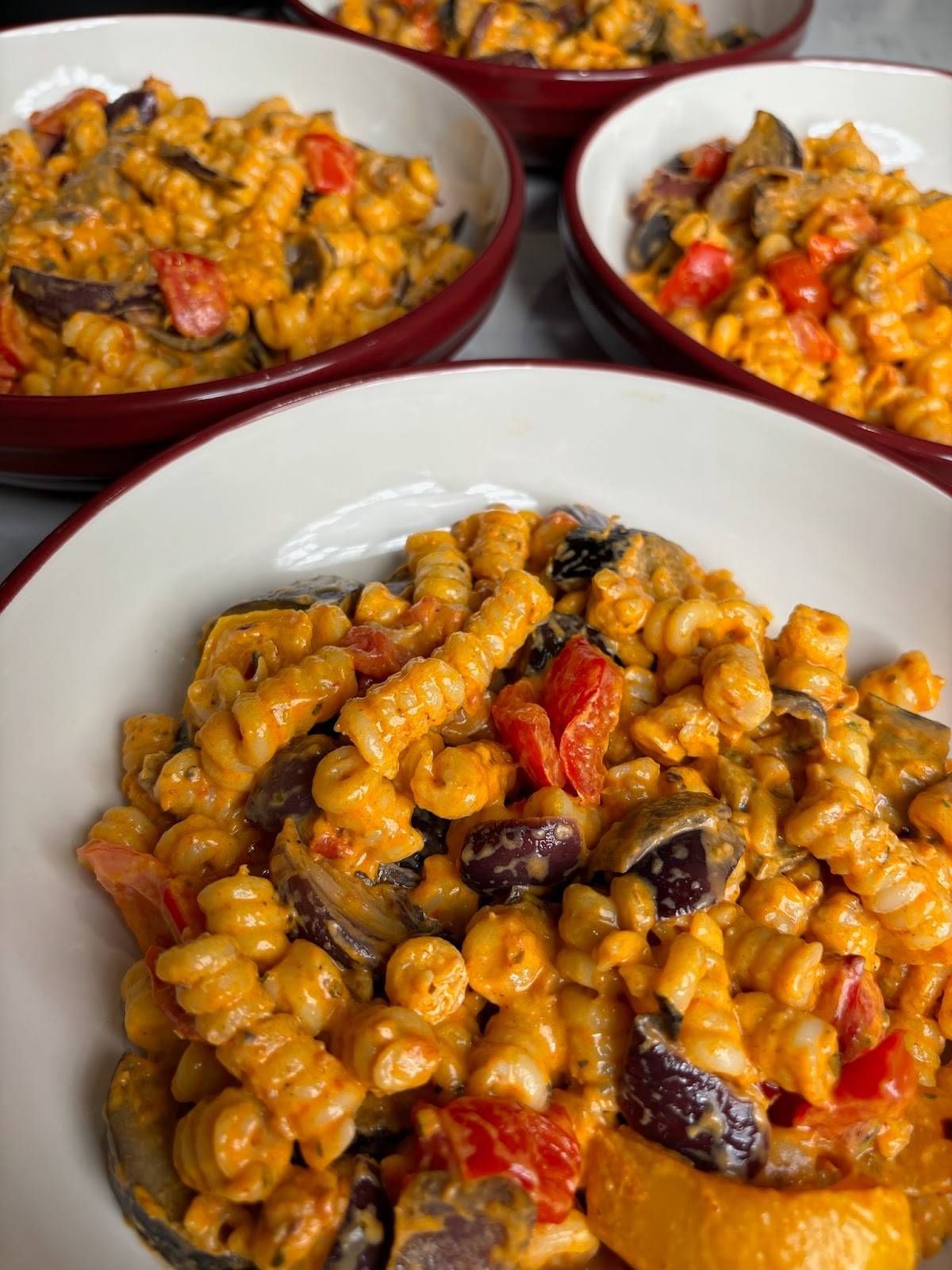 Roast vegetable pesto pasta