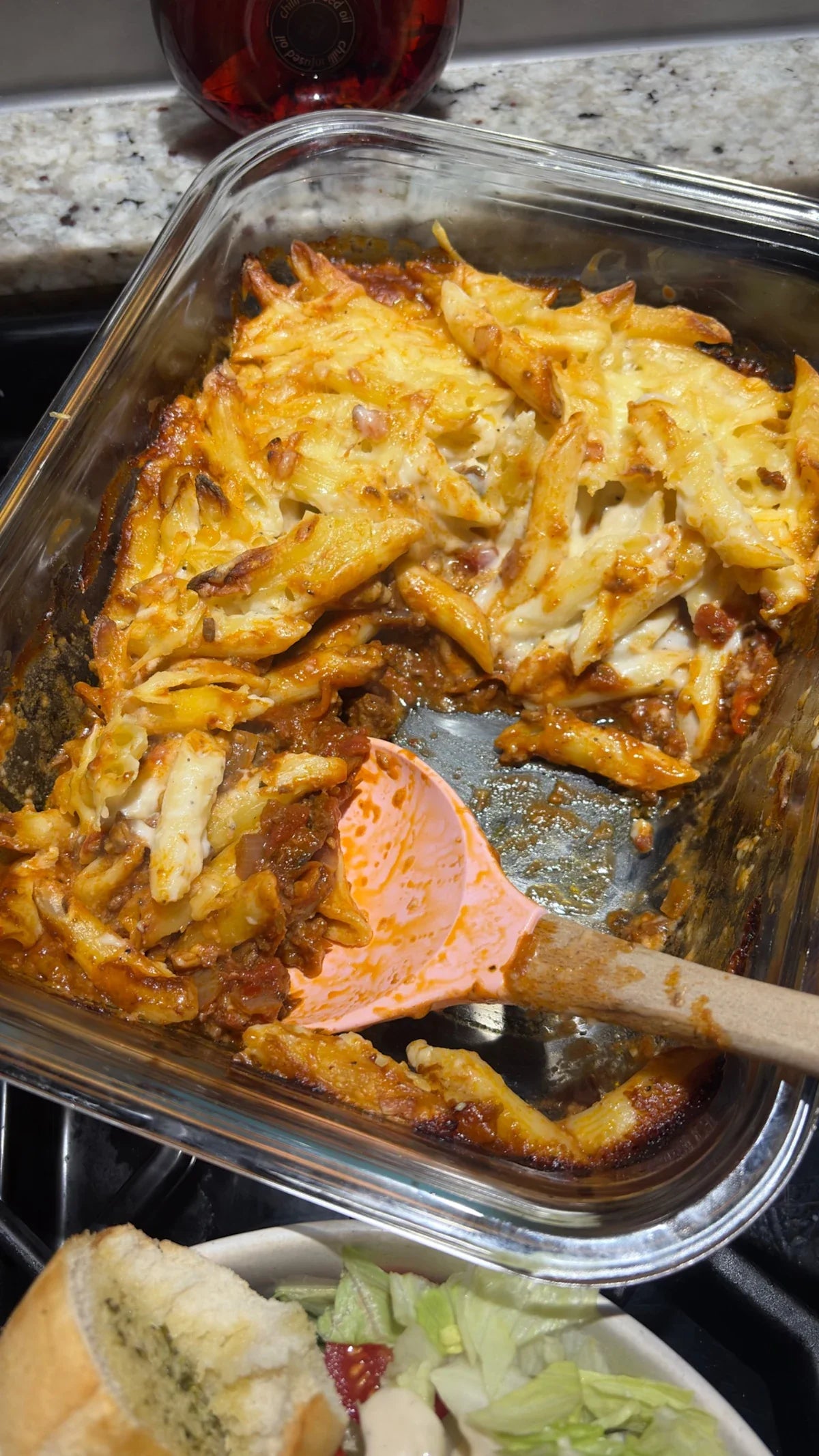 Mac & cheese bolognese bake