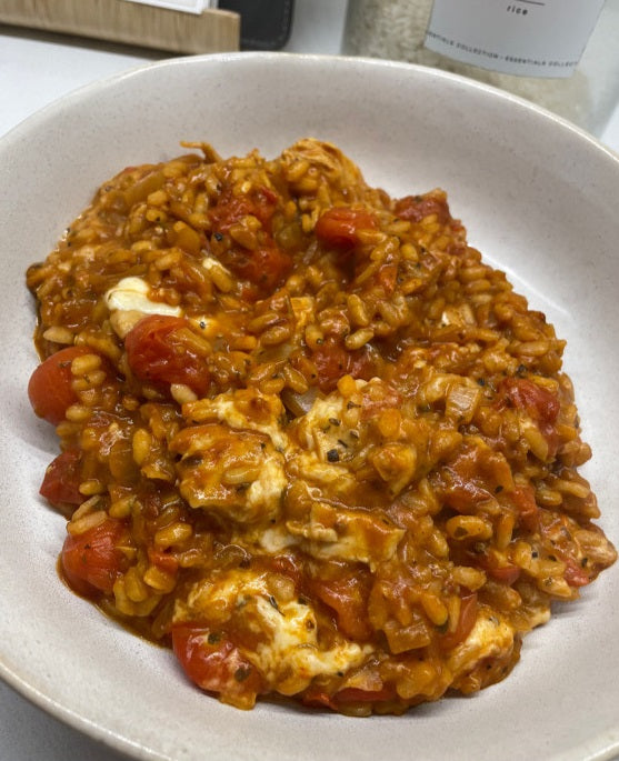 Tomato bacon risotto