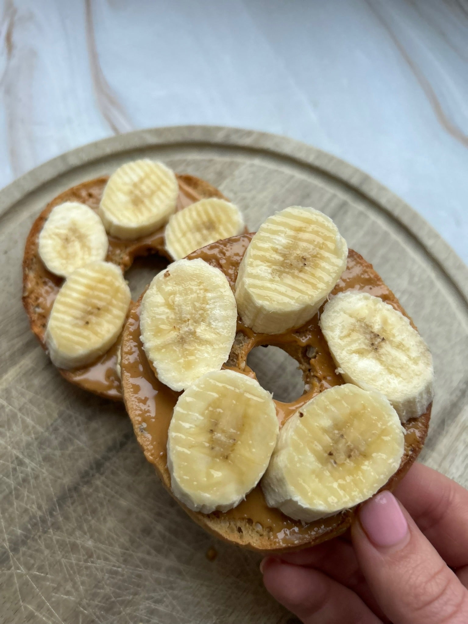 Banana peanut butter bagel