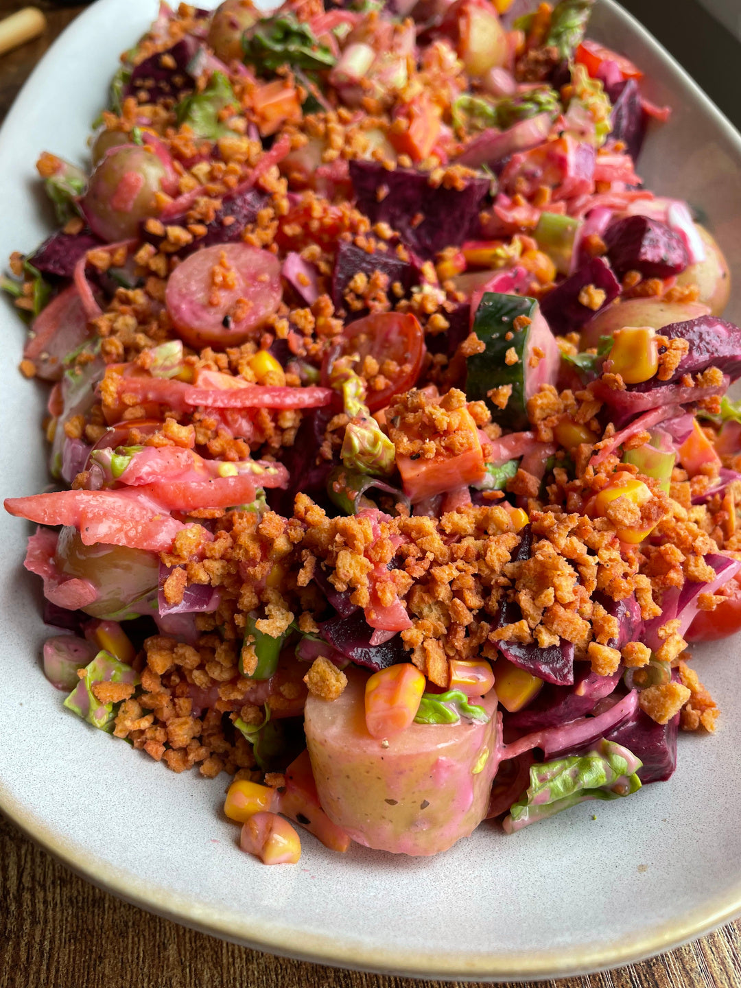 Pink potato salad