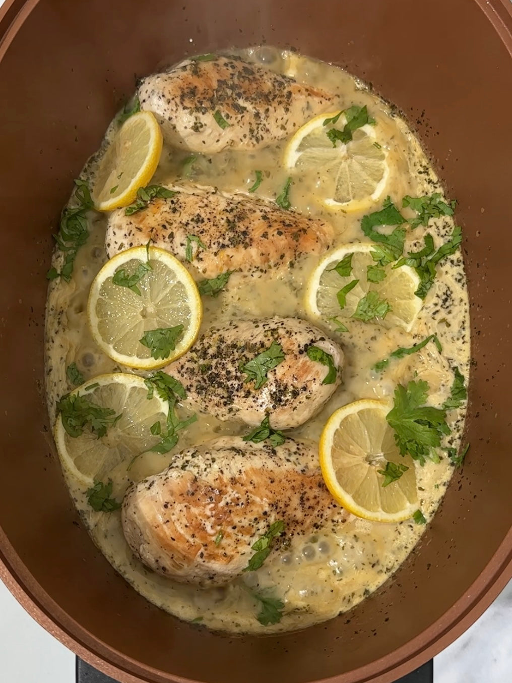 Slow cooker creamy lemon chicken