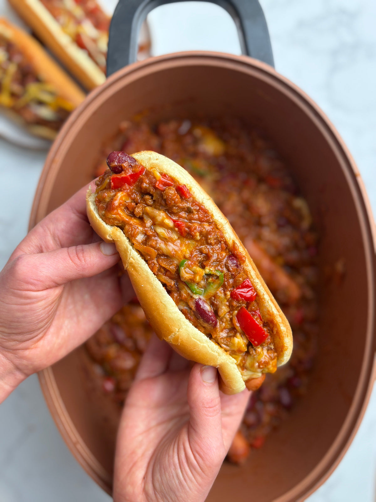 Slow Cooker Chilli Cheese Dogs