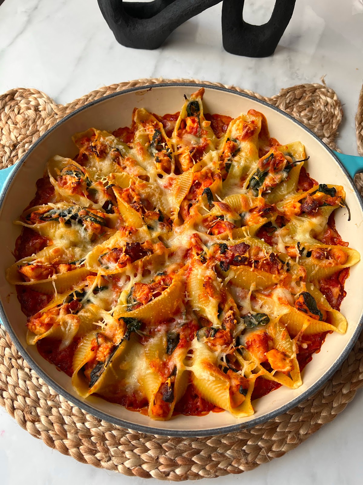 Chicken and chorizo stuffed shells