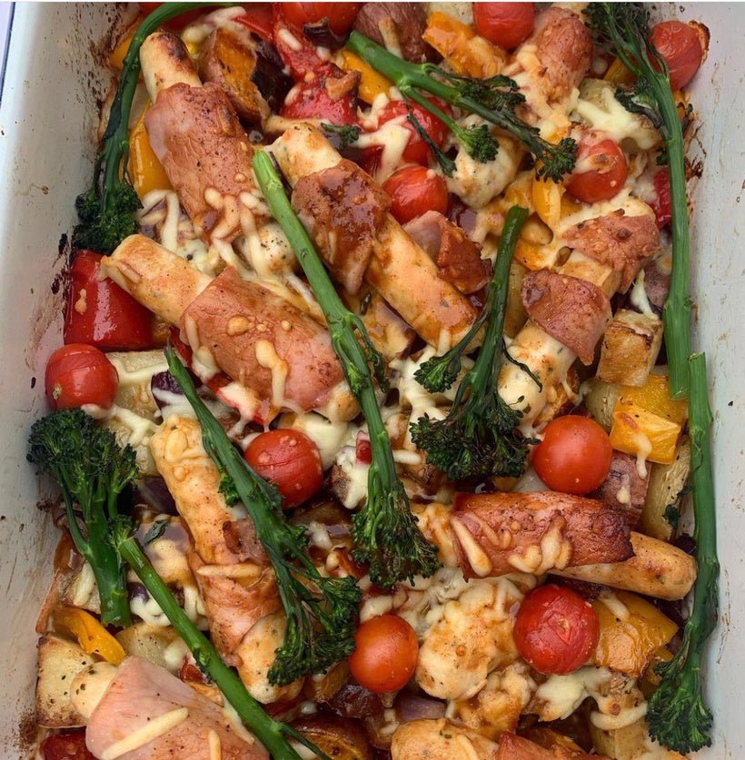 BBQ sausage traybake