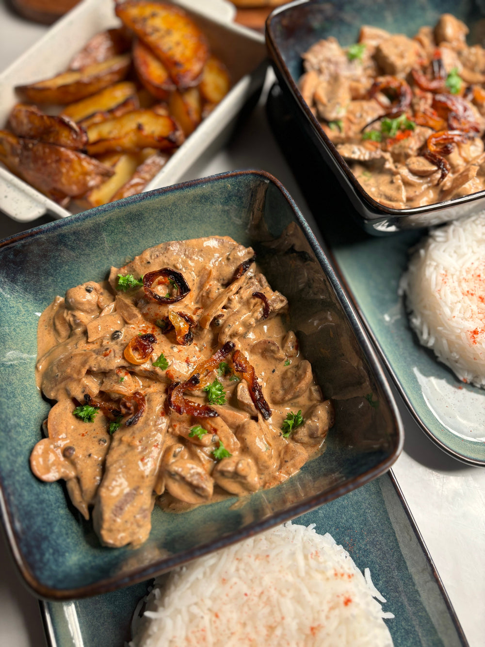 Creamy mustard peppercorn steak