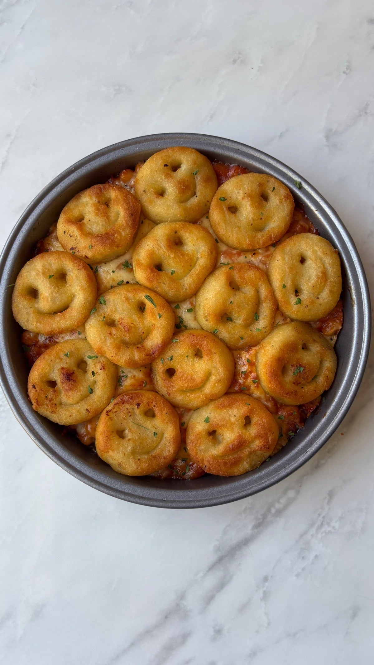 Sausage And Beans Smiley Face Bake