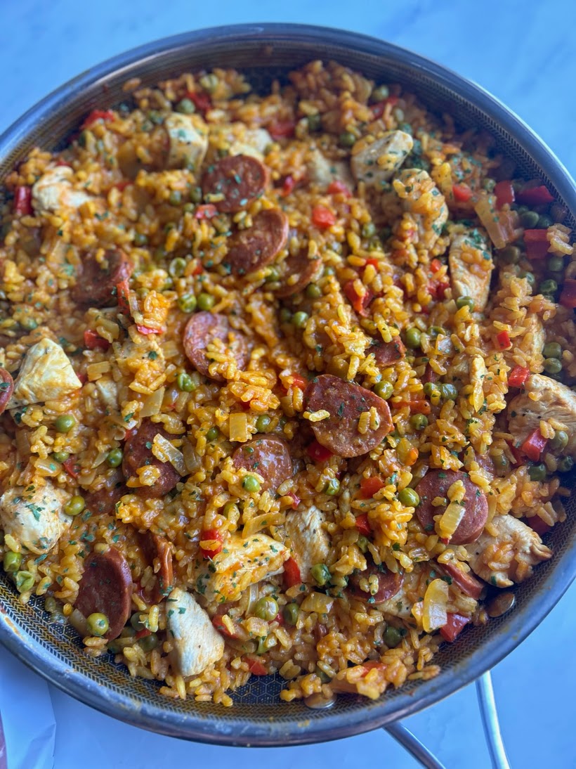 Chicken and chorizo paella