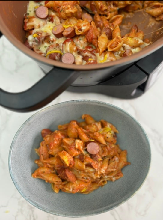 One pot hotdog pasta
