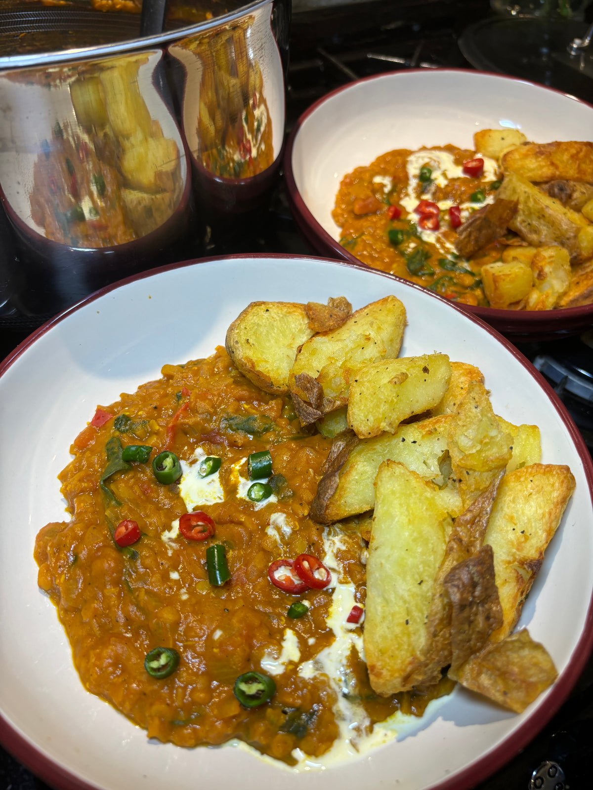 Red Lentil Dahl & Wedges