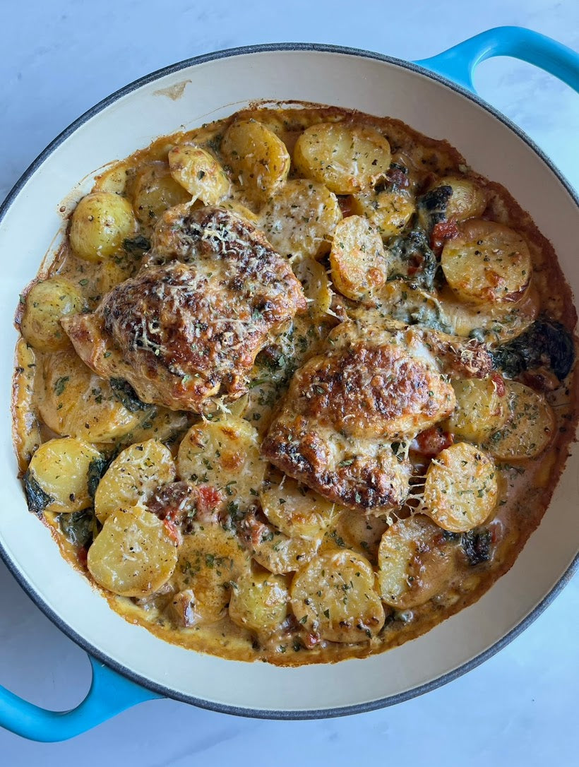 Chicken chorizo potato bake