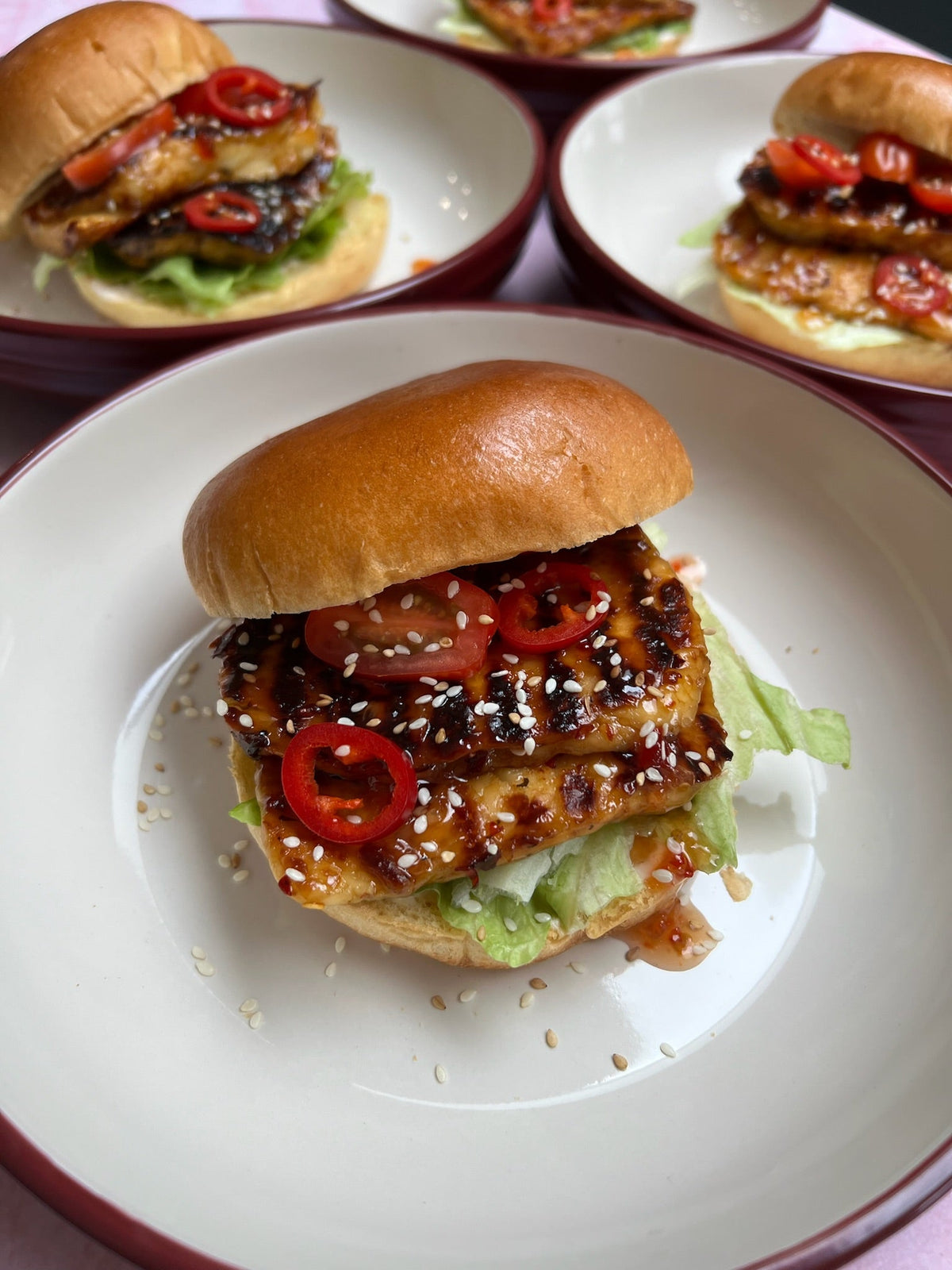 Sticky halloumi burgers