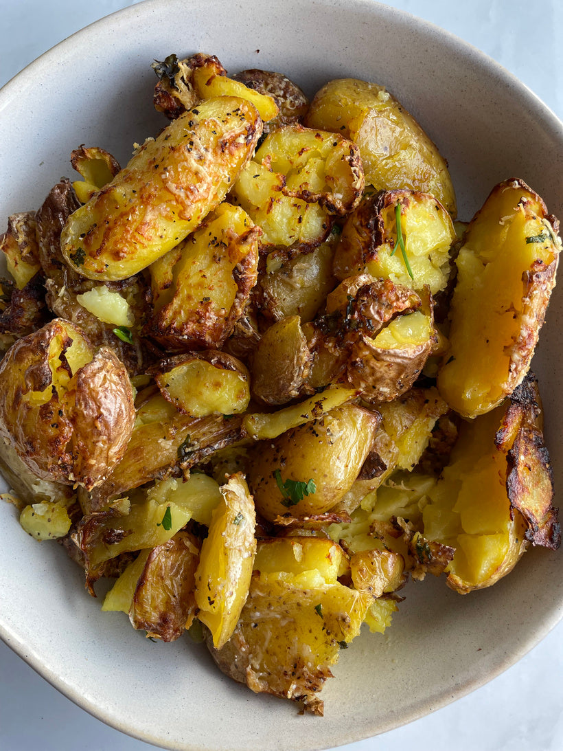 Smashed baby potatoes