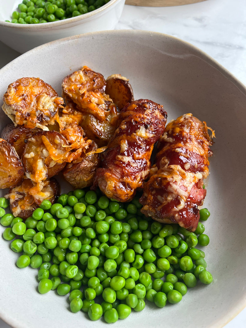 Air fryer hunter's sausage traybake