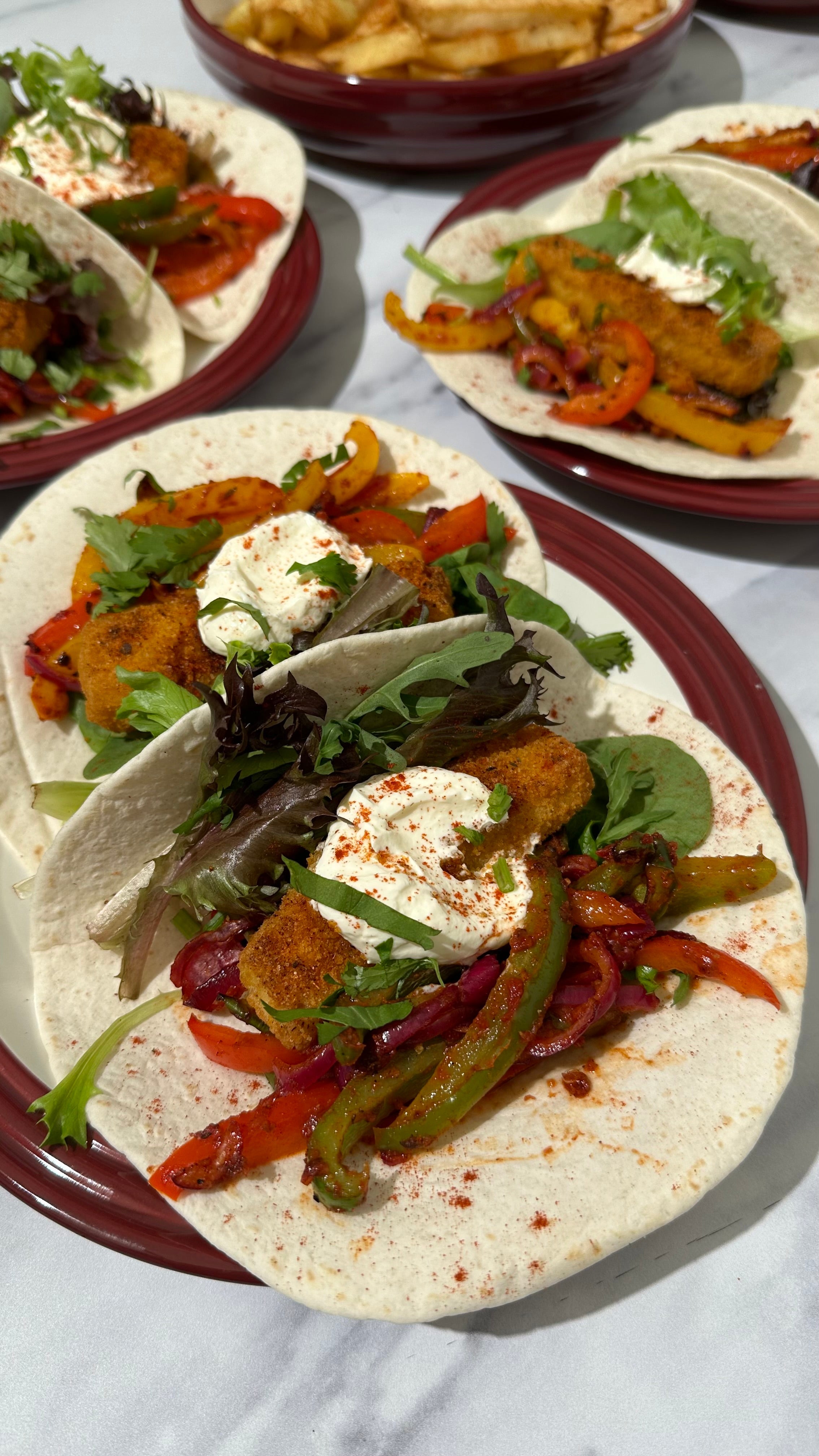 Air fryer fish finger tacos