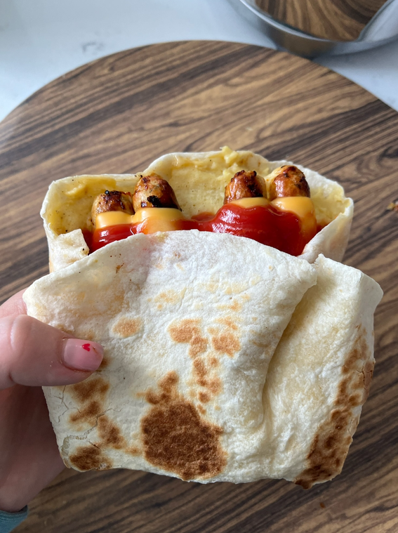 Chicken sausage egg wrap