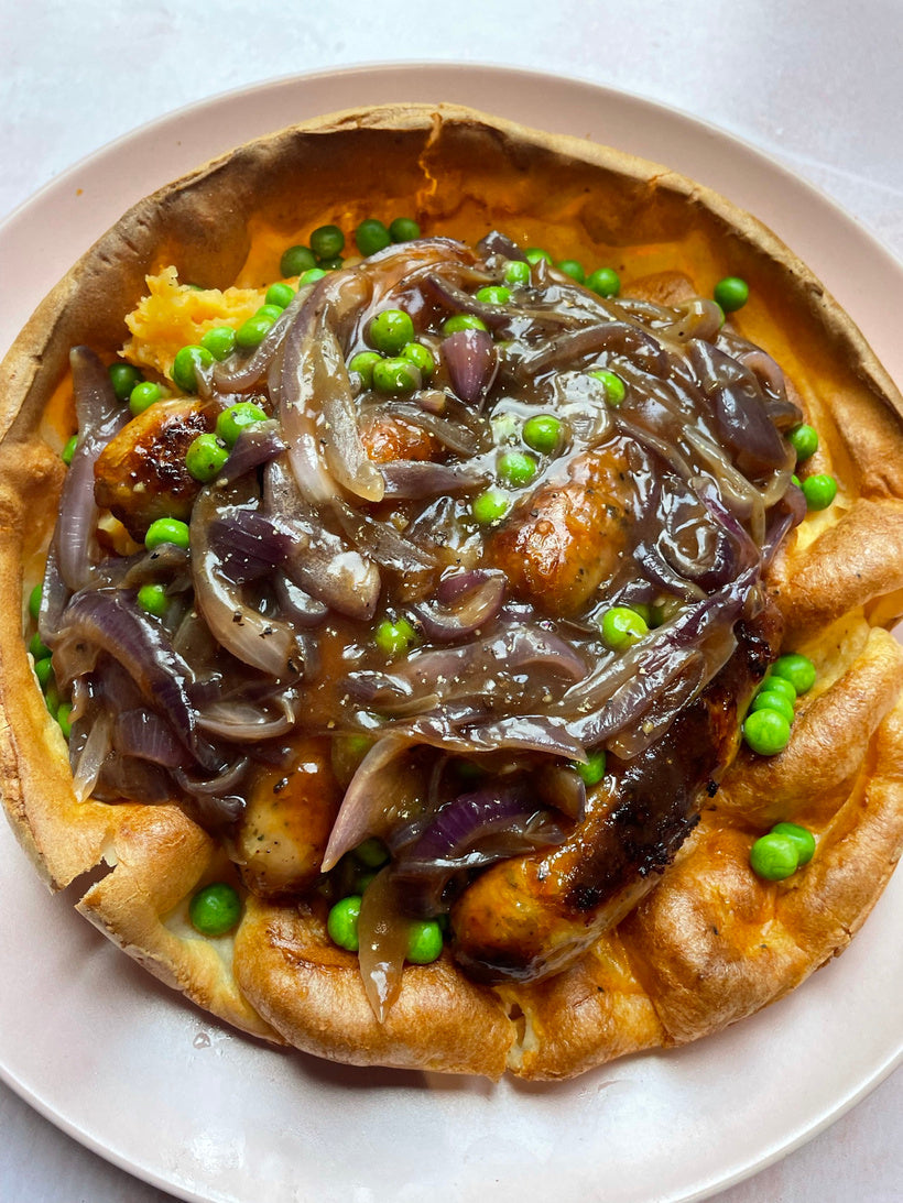 Giant yorkie with sausages