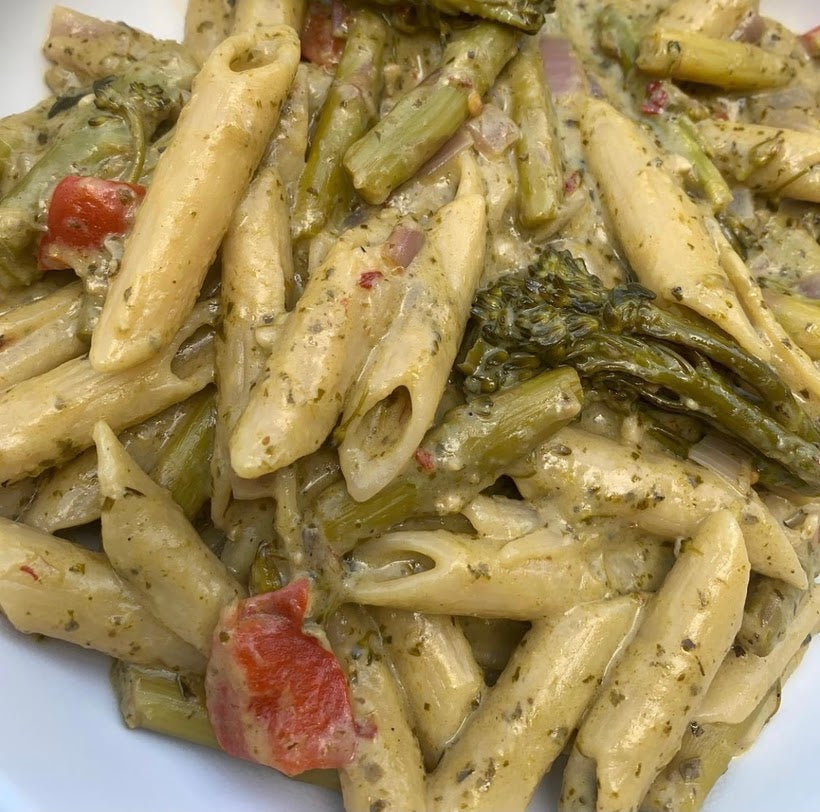 One pot pesto pasta
