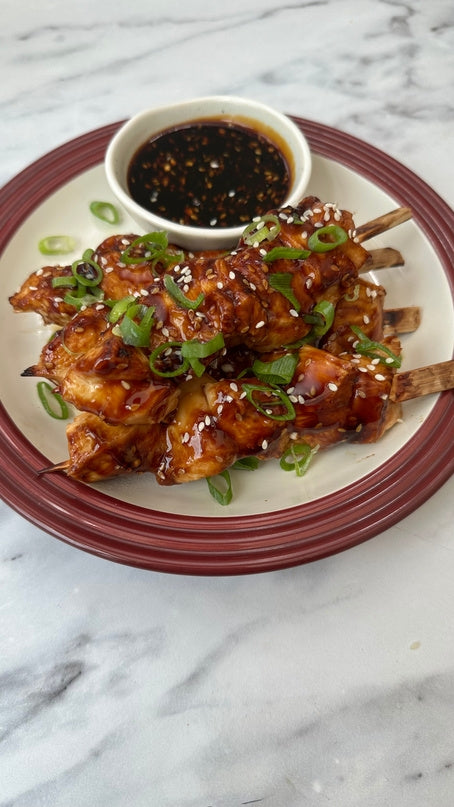 Teriyaki chicken skewers