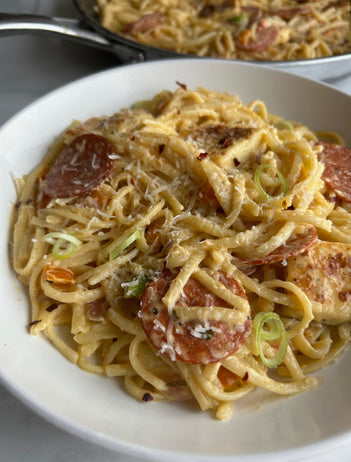Halloumi & pepperoni linguine
