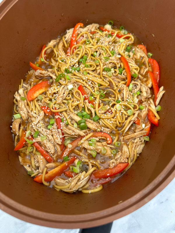 Slow cooker teriyaki chicken noodles