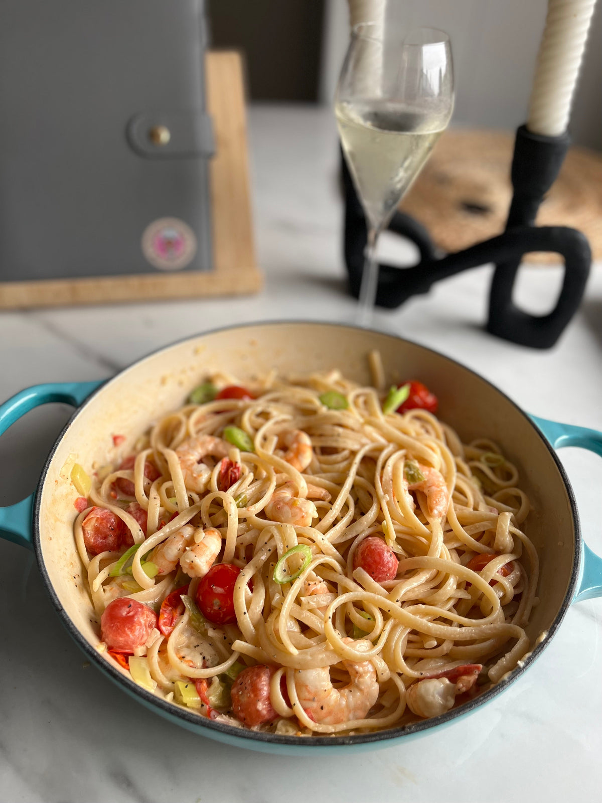 Prawn & prosecco linguine
